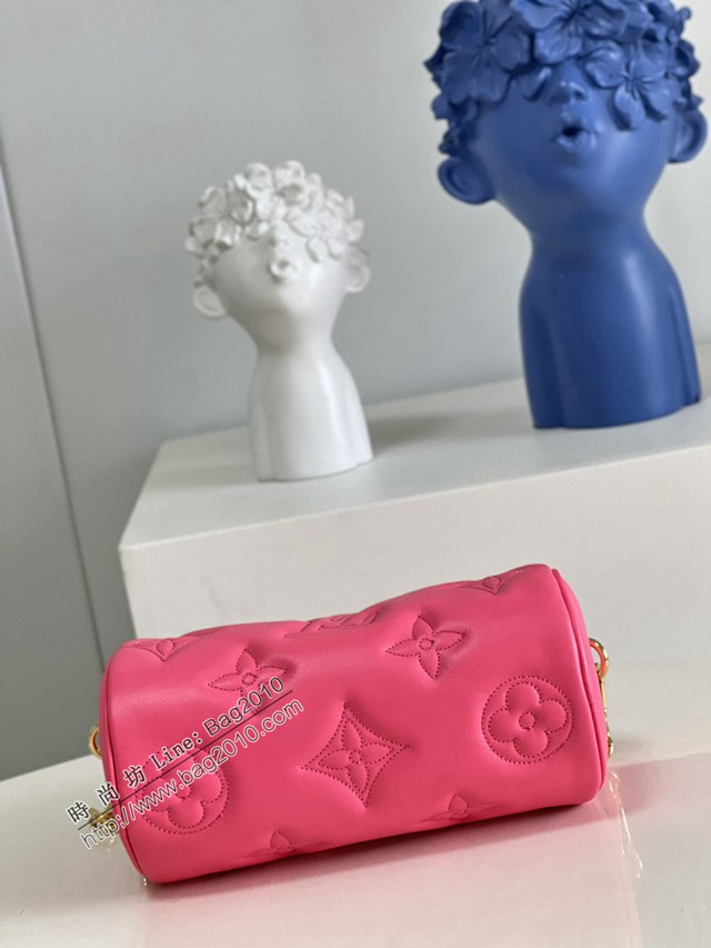 LV專櫃2023新款Papillon BB手袋 59826玫 路易威登牛皮壓花Monogram圖案手提肩背枕頭包 dn1203